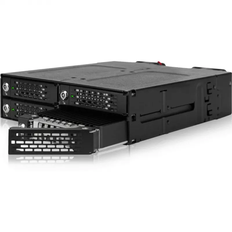 ICY DOCK - ToughArmor MB720MK-B V3 - 4x PCIe 4.0 M.2 NVMe do 4x OCuLink w 1x 5,25-calowej zatoce mobilnej ramce metal czarny z zamkiem na klucz (kompatybilny z trybem tri-mode)