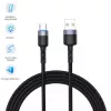 Kabel do transmisji danych Tellur USB na Type-C LED w oplocie nylonowym 1.2 m Czarny