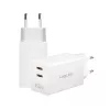 Adapter podwójny USB 65W, 2xUSB-C, biały