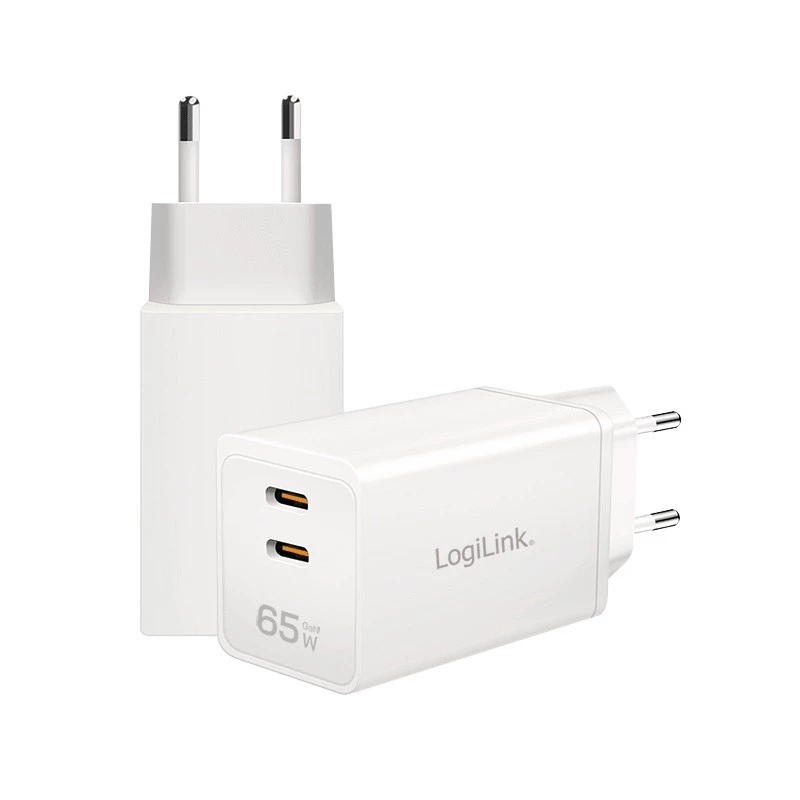 Adapter podwójny USB 65W, 2xUSB-C, biały