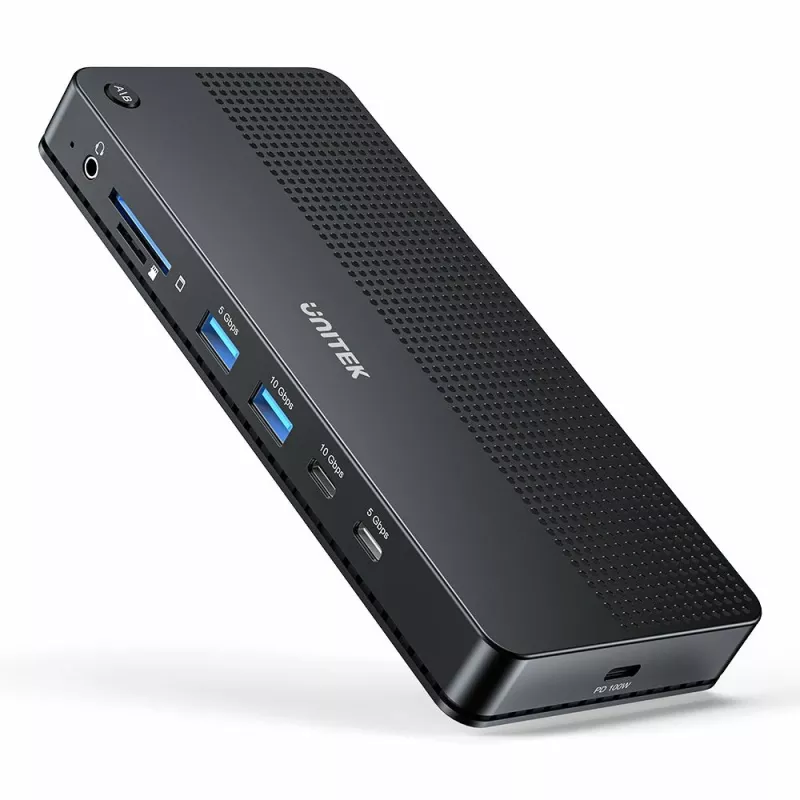 Stacja dokująca UNITEK D1103A01 USB4 przewodowa czarna 100W Power Delivery