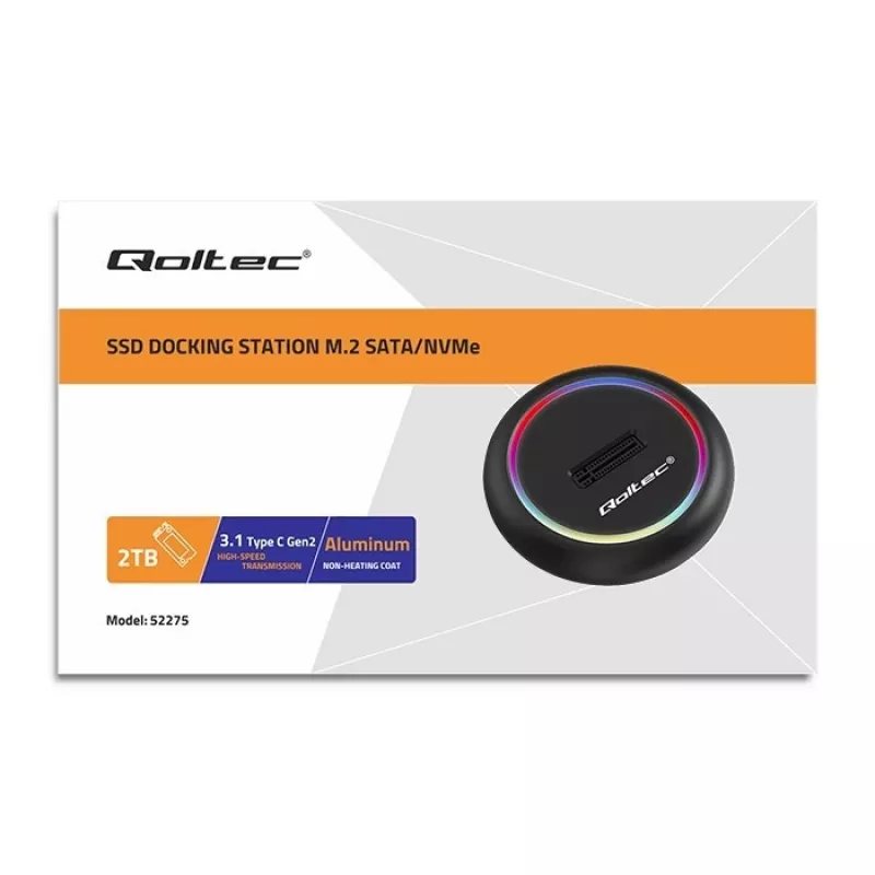 Stacja dokująca M.2 SSD QOLTEC 52275 do dysków SATA i NVMe, połączenie USB