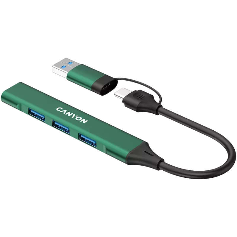CANYON hub DS-02 4w1 USB-A/C Zielony