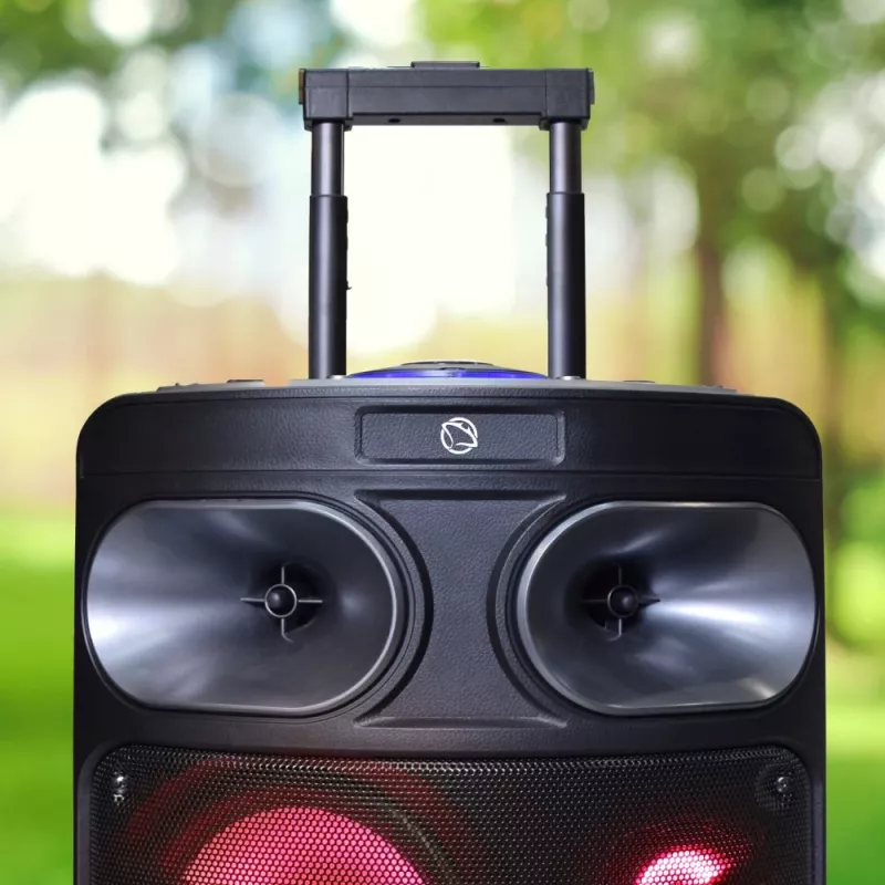 Przenośny głośnik karaoke Bluetooth MANTA SPK0803B140 140 W, zasilany bateriami, MIC/USB/microSD, FM, equalizer, kółka