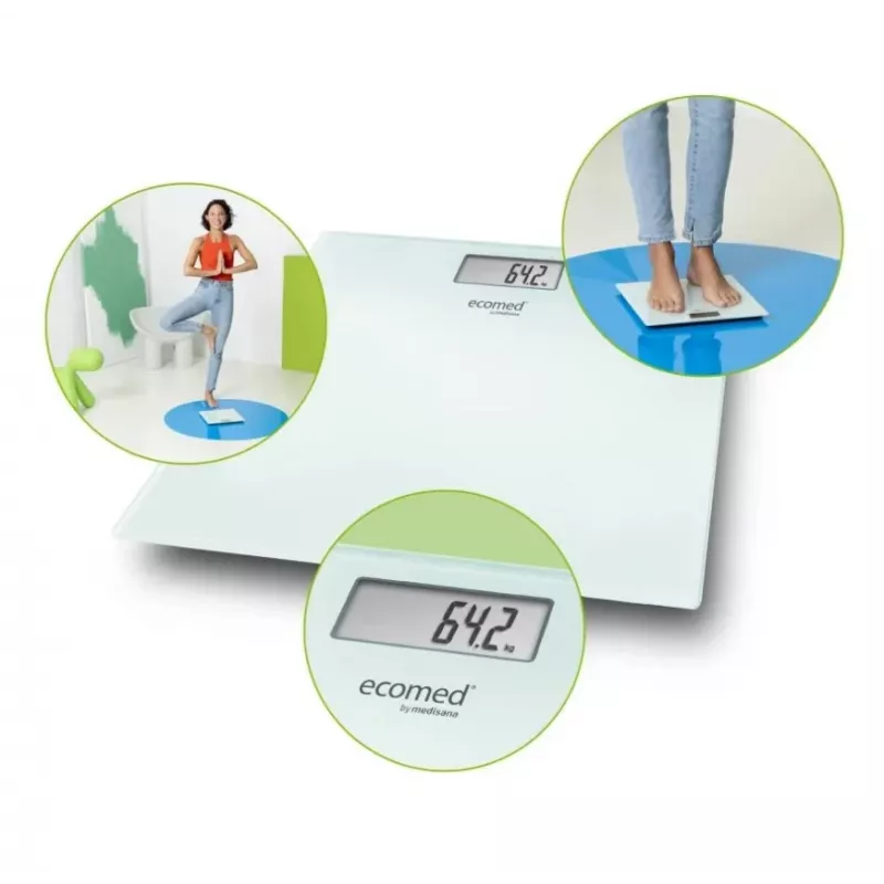 Ecomed by Medisana PS-72E waga osobowa - 150 kg, platforma szklana, biała