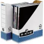Pojemnik na czasopisma Fellowes R-Kive PRIMA, biało-niebieski, wykonany z tektury pochodzącej w 100% z recyklingu, w 100% nadaje się do recyklingu (0026301)