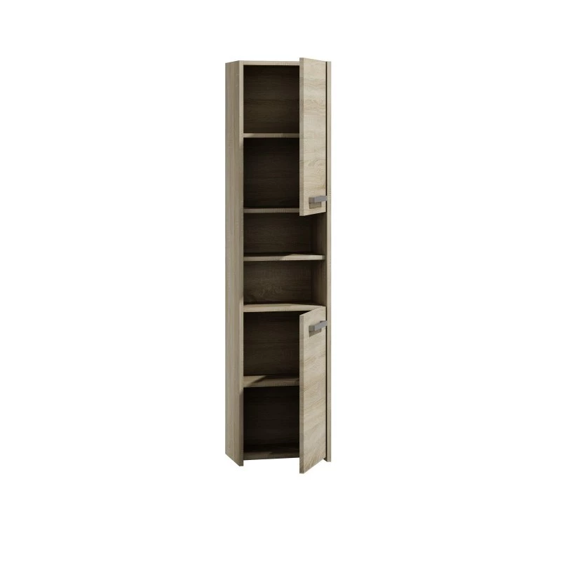 Szafka łazienkowa Top e shop S40 SONOMA — dębowa rama, wolnostojąca, 6 półek, 400×300×1700 mm