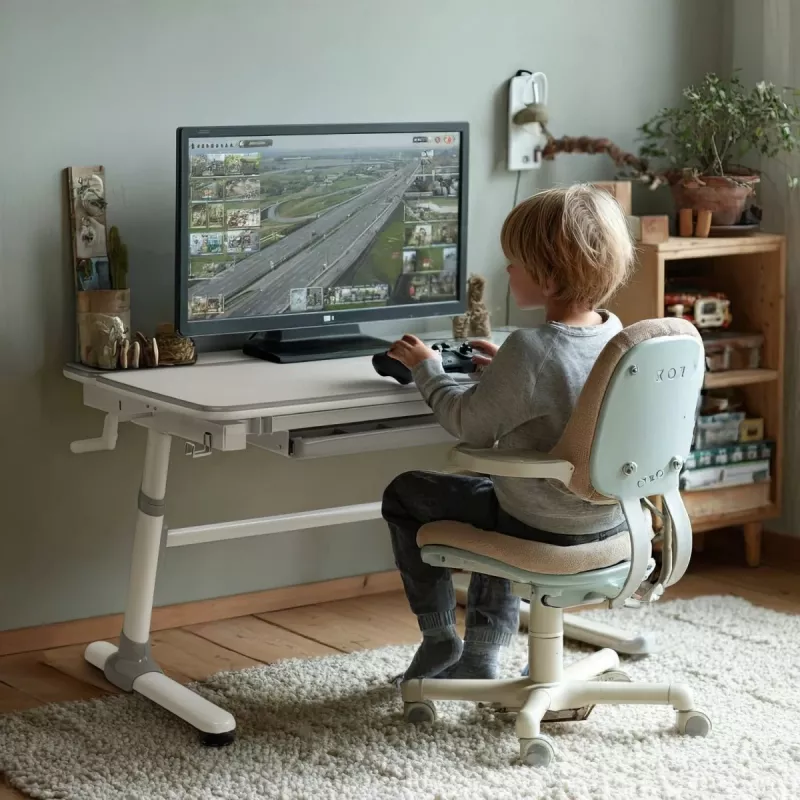 Ergo Office Children's Ergonomic Height Adjustable Desk, szary, max 100kg, ER-417 2cz