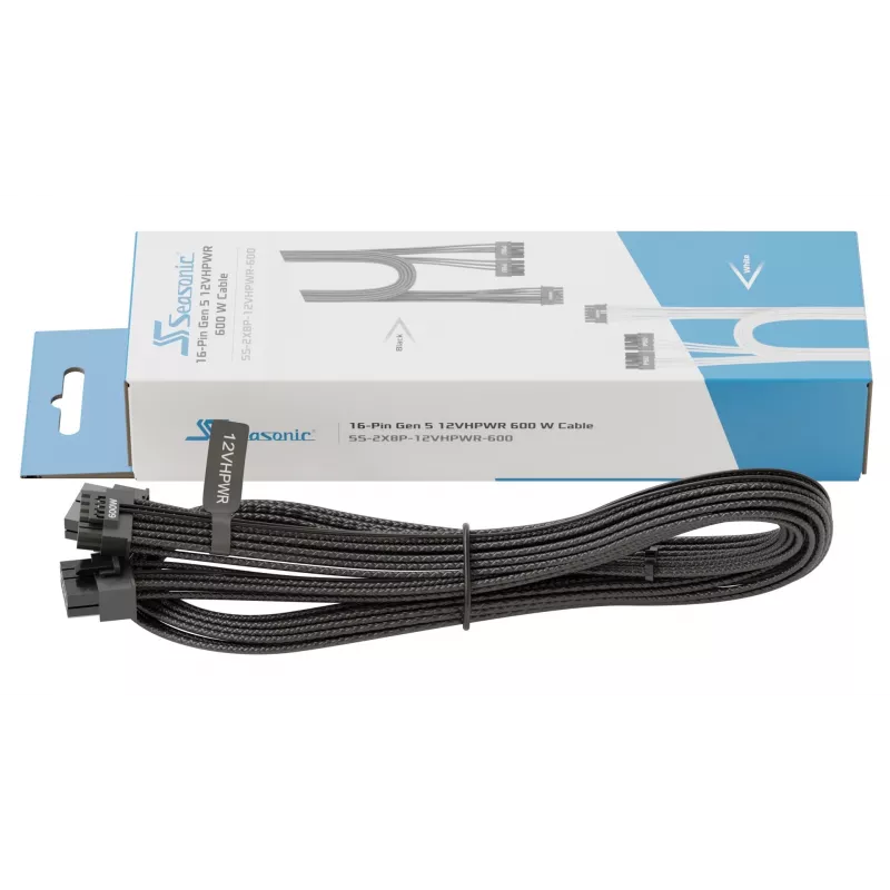 adapter kablowyowy SEASONIC NESE-165 12VHPWR PCIe 5.0 czarny do zasilania GPU