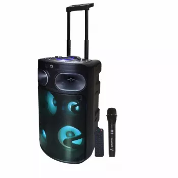 Przenośny głośnik karaoke Bluetooth MANTA SPK0803B140 140 W, zasilany bateriami, MIC/USB/microSD, FM, equalizer, kółka