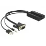 Adapter kabla wideo DeLOCK 62597 0,25 m HDMI typ A VGA D-Sub 3,5 mm USB typ A czarny