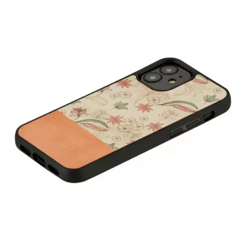Etui ochronne Man and Wood na iPhone 12 mini — różowy kwiat na czarnym