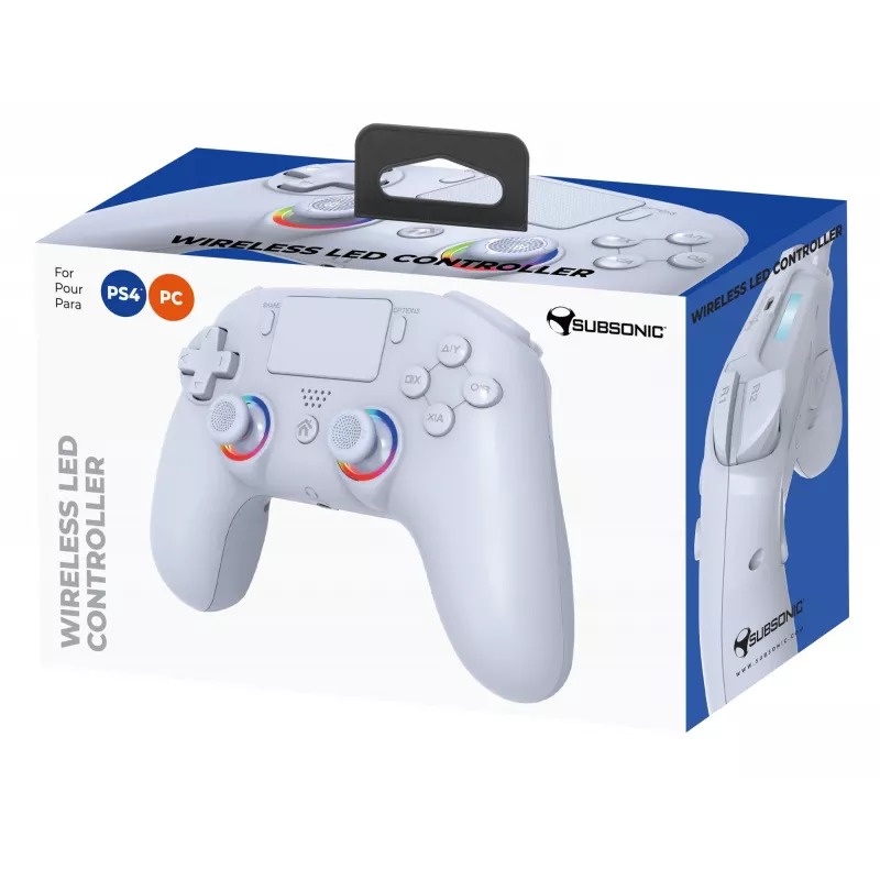 Bezprzewodowy kontroler LED SUBSONIC SA5639-2 — do PS4 i PC, biały, połączenie bezprzewodowe