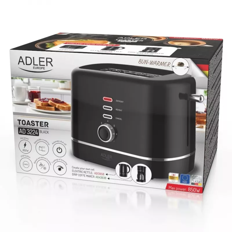 Adler AD 3224b Toster z rusztem 7 poziomów opiekania czarny