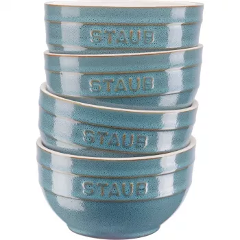 Staub Ceramique miski zestaw 0.7 L okrągły ceramiczny turkusowy 4 szt.
