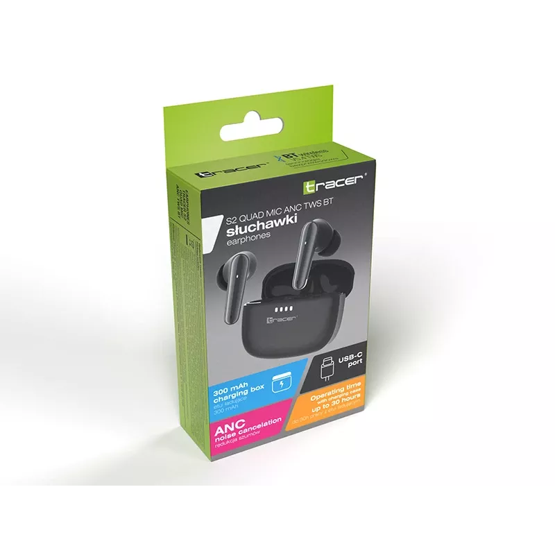 Słuchawki TWS Tracer 47733 S2 Quad Mic ANC BT