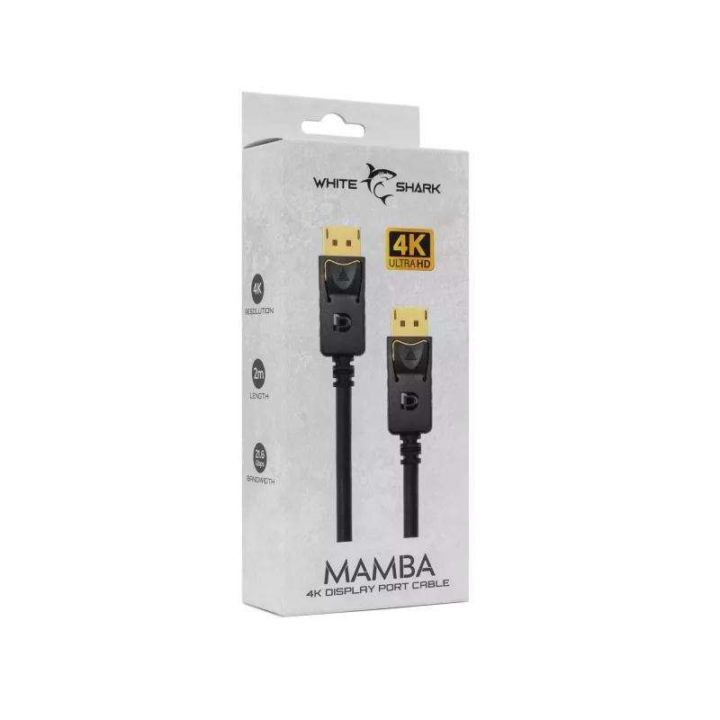 Kabel DisplayPort White Shark MAMBA 2m — 4K 60Hz, kompatybilny z 2.0