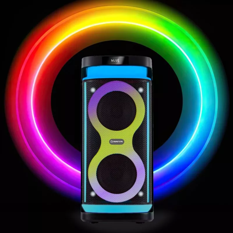 Głośnik przenośny MANTA SPK0601B100, 100 W, Bluetooth, karaoke, mikrofon bezprzewodowy, bateria, korektor, oświetlenie dyskotekowe