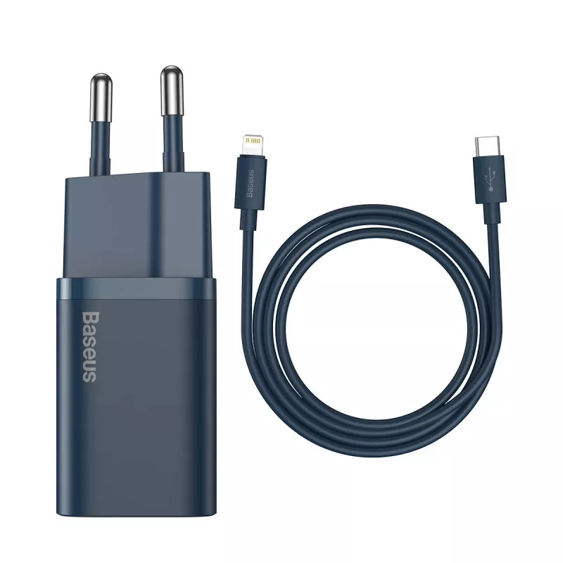 Ładowarka Baseus Super Si Power z kablem USB-C na Lightning 20W Niebieski