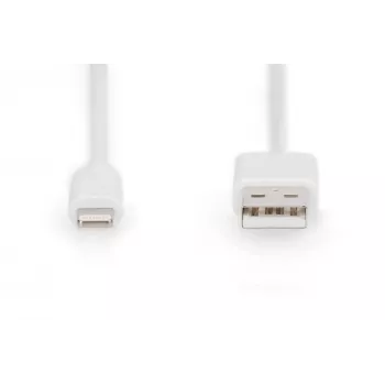 DIGITUS - Kabel Lightning - Lightning (M) do USB (M) - 1,0 m - Podwójna izolacja - Biały - Formowany - do Apple iPad/iPhone/iPod (Lightning) (DB-600106-010-W)