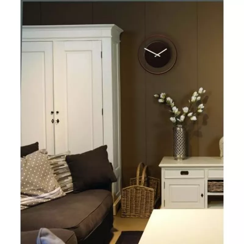 Zegar NeXtime 3046br Wood Loop, Ø30 cm, ścienny, ciemne drewno