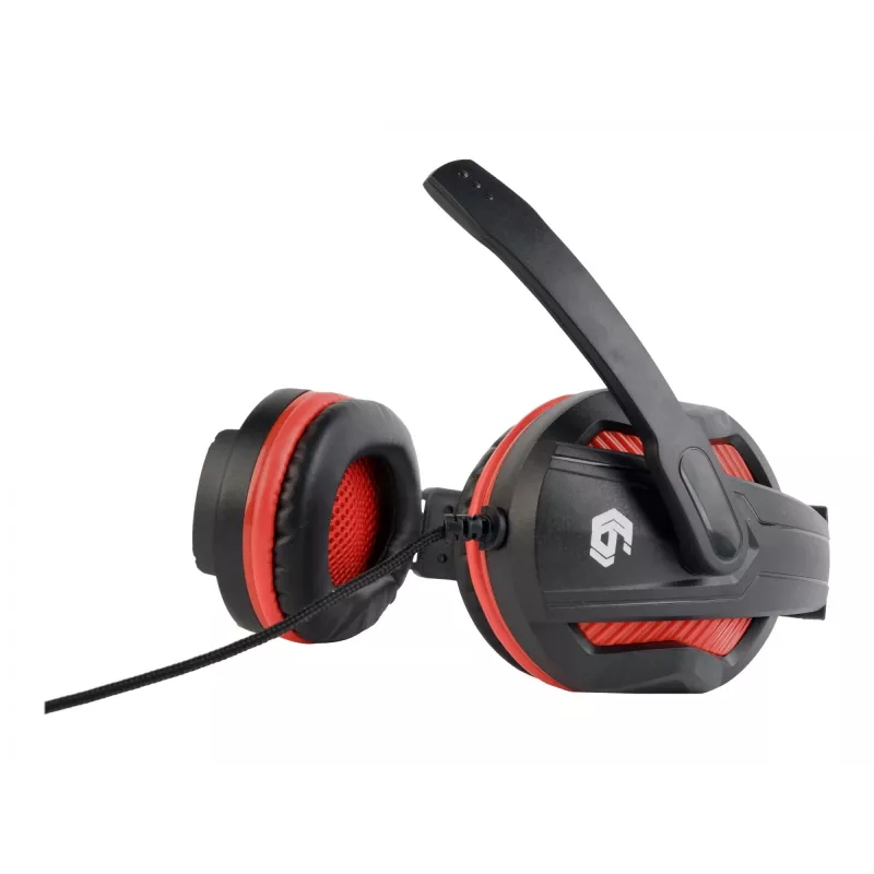 Przewodowy zestaw słuchawkowy do gier GEMBIRD GHS-03 — 20–20000 Hz, kabel 2 m, 250 g, czarno-czerwony