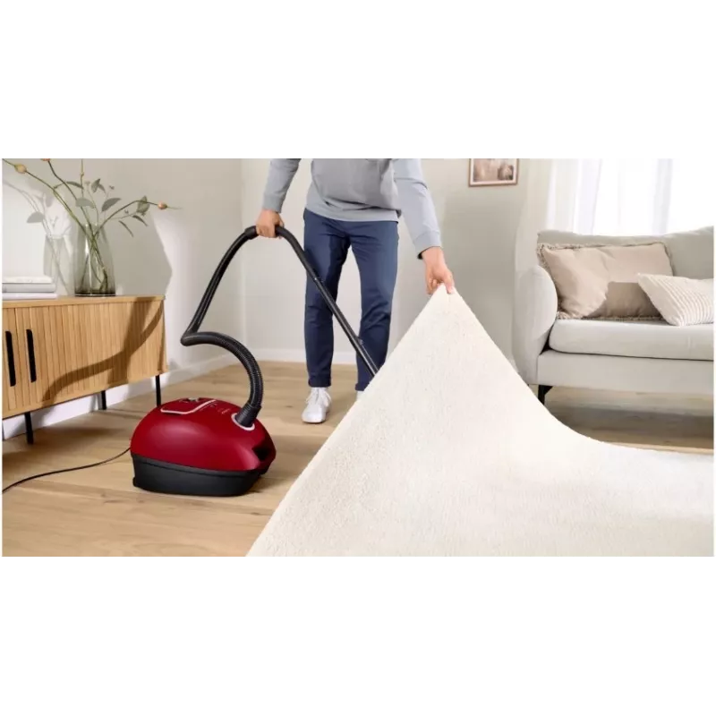 Odkurzacz Bosch BGB 41RD3H — 600 W, worek na kurz 4 l, filtr HEPA, promień działania 11 m, rura teleskopowa, czerwony
