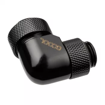 Alphacool Eiszapfen Złączka wkręcana do HardTube 13mm 90° obrotowa G1/4 - kątowa złączka zaciskowa do systemu chłodzenia cieczą - głęboka czerń