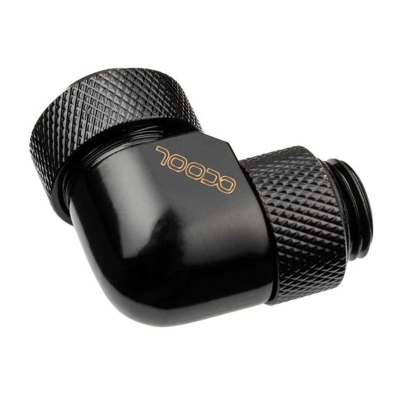 Alphacool Eiszapfen Złączka wkręcana do HardTube 13mm 90° obrotowa G1/4 - kątowa złączka zaciskowa do systemu chłodzenia cieczą - głęboka czerń