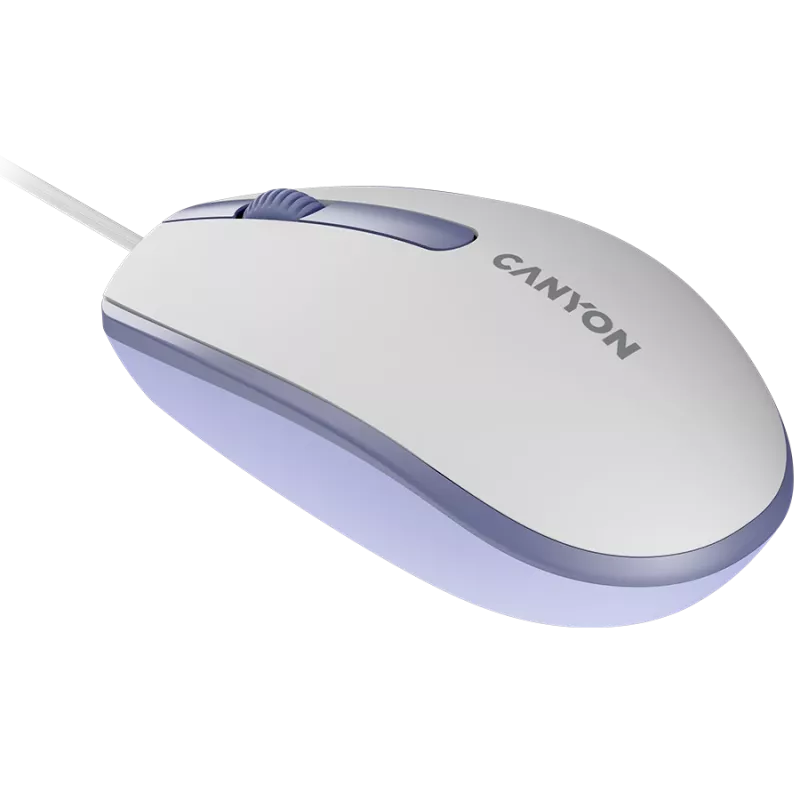 Mysz CANYON M-10 przewodowa biała lawendowa