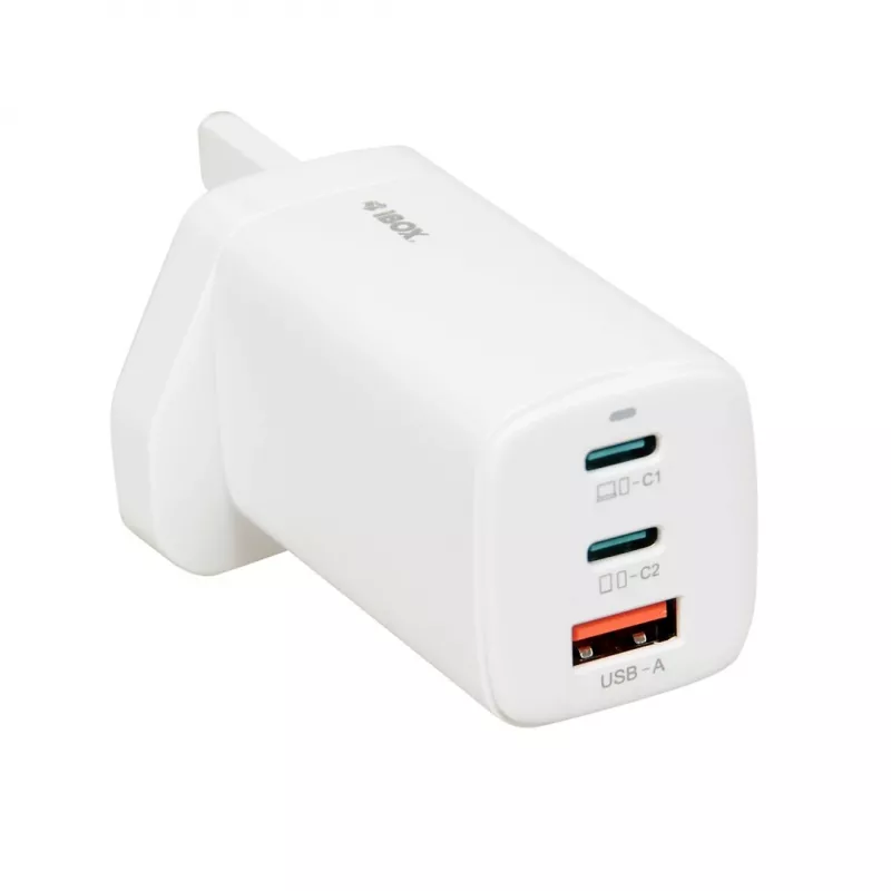iBOX C-65 Biały, uniwersalna ładowarka GaN 65W, wtyczka UK