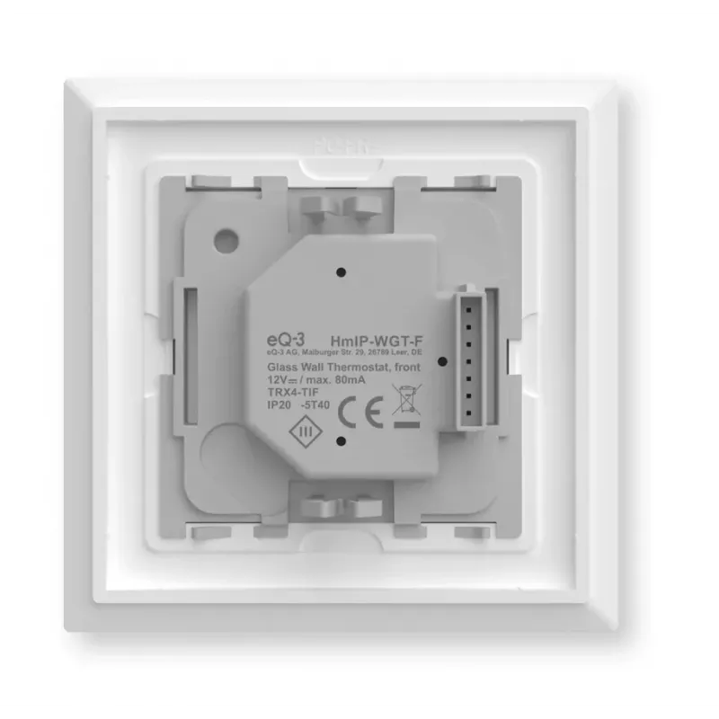 Szklany termostat ścienny Homematic IP model 161458A0 — cyfrowy, biały, 230 V, IP20