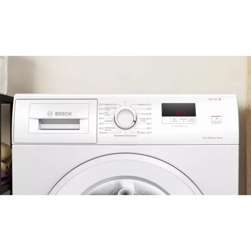 Pralka ładowana od przodu Bosch WGE02201PL — 8 kg, 1200 obr./min, bęben 55 l, wyświetlacz LED, inwerter