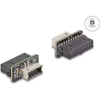 DeLOCK 67238 zmieniacz płci przewodu 20-pin USB USB Type-E Czarny Stal nierdzewna