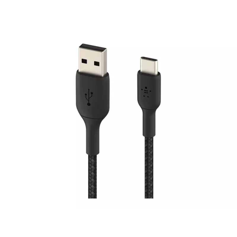Pleciony kabel USB-C na USB-A 3m Czarny