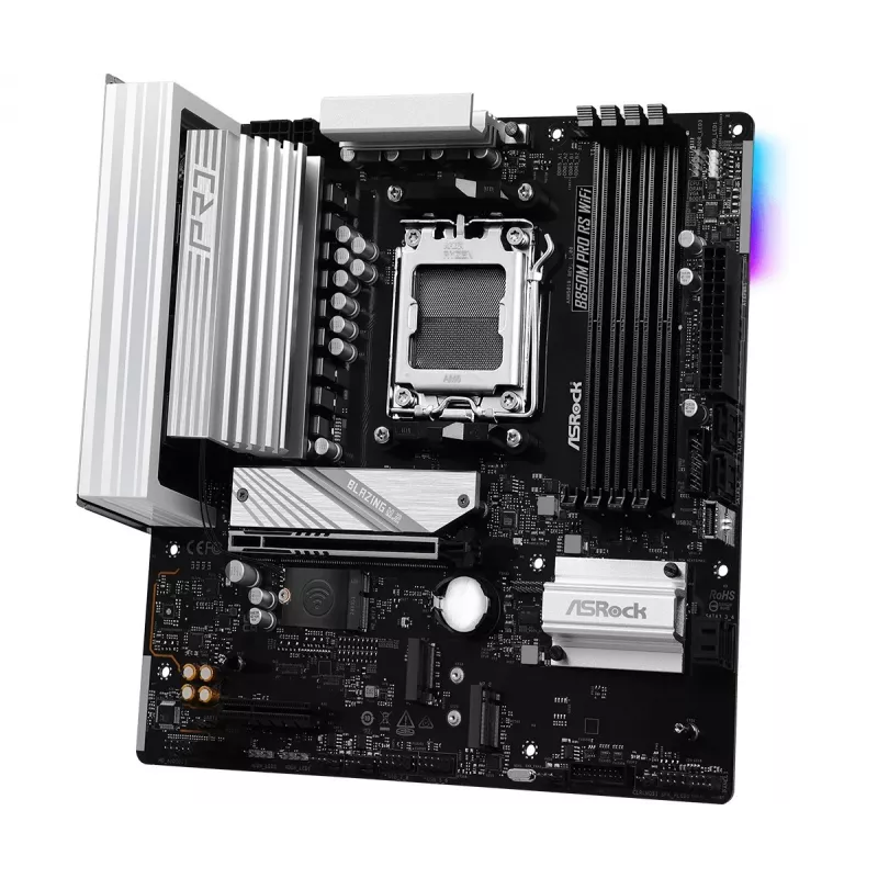 Płyta główna ASRock B850M Pro RS WiFi — AMD B850, Socket AM5, microATX, DDR5, 4 DIMM, 256GB, Wi‑Fi 6E, 2.5Gb LAN, 3x M.2