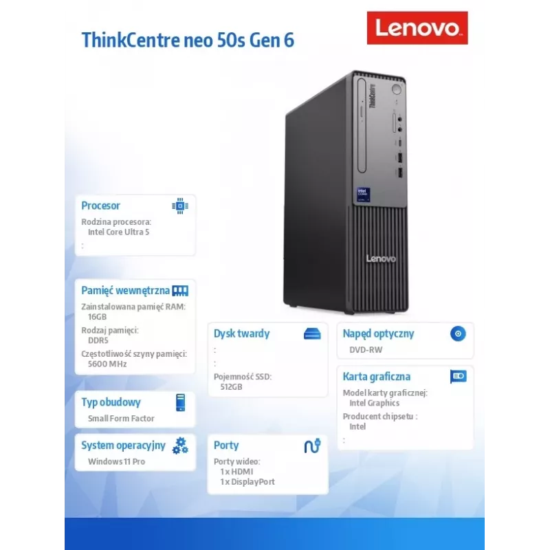 Desktop ThinkCentre Neo 50s SFF 13DM000MPB W11Pro 5 225/16GB/512GB/INT/3YRS OS