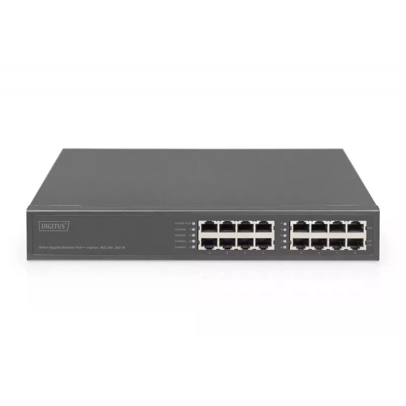 Zasilacz PoE Digitus 8-portowy Gigabit Ethernet, 802.3bt, 250 W