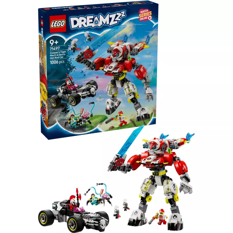 LEGO DREAMZZZ 71497 Mech Tygrysa Coopera i Samochód Hot Rod Zero