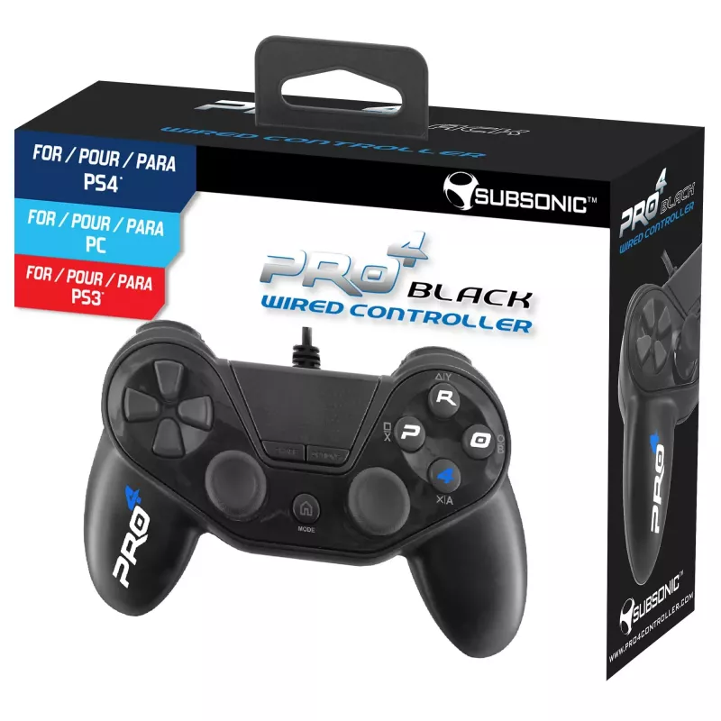 Przewodowy kontroler do gier SUBSONIC SA5417 do PS4, czarny