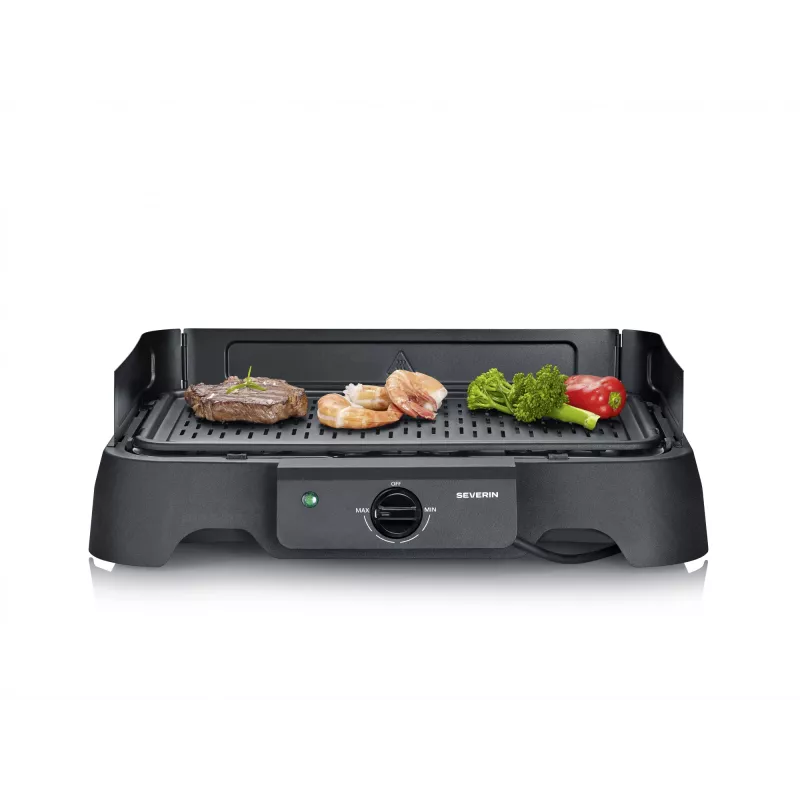 Elektryczny grill stołowy SEVERIN PG 8595 — 2000 W, prostokątny ruszt, czarny