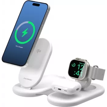 Bezprzewodowa podstawka ładująca ALOGIC PACKAWAY 3IN1 QI2 biała 10W szybkie ładowanie