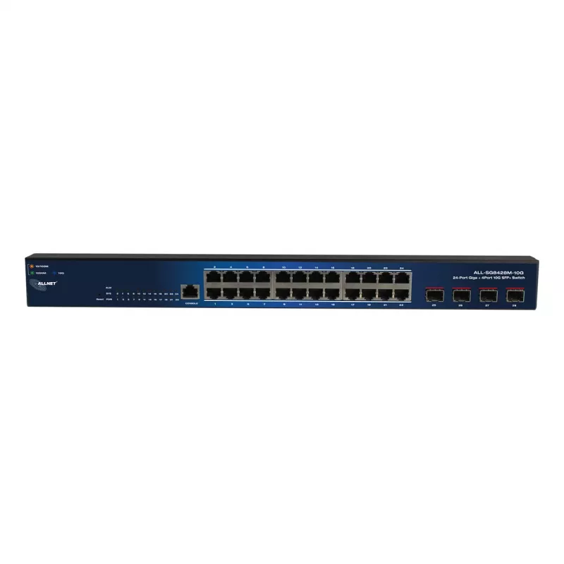 ALLNET Switch smart managed Layer2 24 Port • 24x GbE • 4x SFP+ • 19 • Lüfterlos • ALL-SG8428M-10G