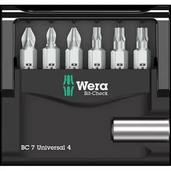 Wera Zestaw bitów 7-częściowy Bit-Check 7 Universal 4 05135810001 Phillips, Pozidriv, Torx wewnętrzny (05135810001)