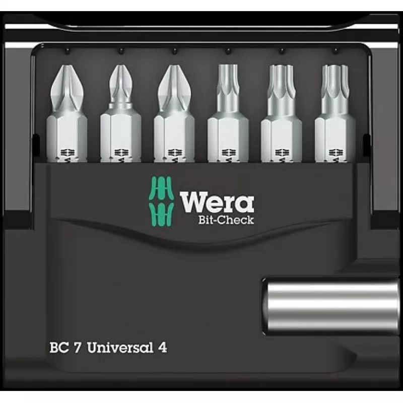Wera Zestaw bitów 7-częściowy Bit-Check 7 Universal 4 05135810001 Phillips, Pozidriv, Torx wewnętrzny (05135810001)