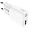 Ładowarka sieciowa do urządzeń mobilnych 4smarts 541509 — 100–240V, USB-A + USB-C, kabel 1,5 m, szybkie ładowanie, biała