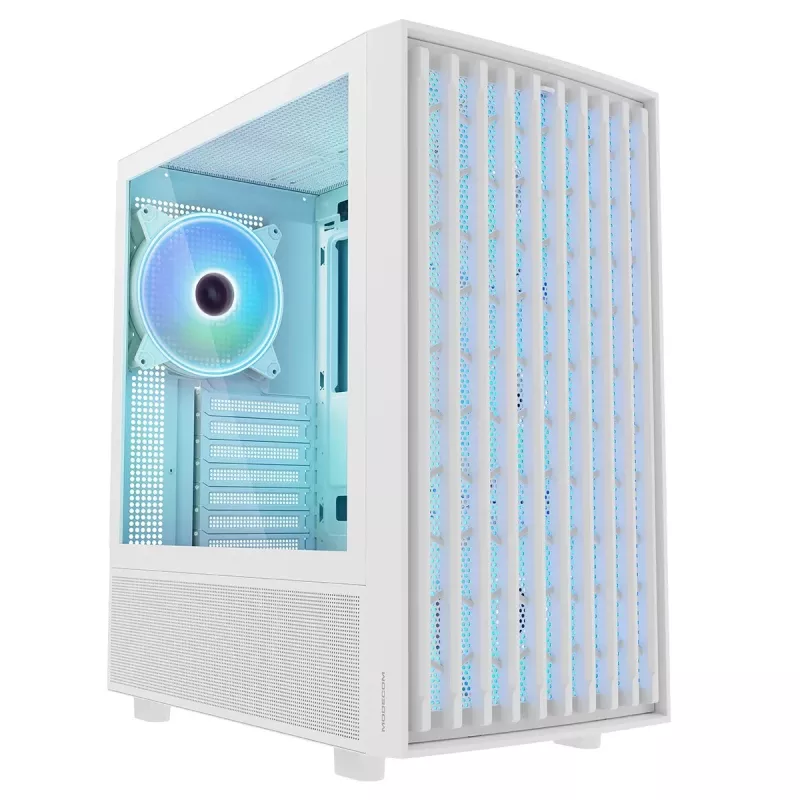 Obudowa PC MODECOM BREEZE ARGB Flow MIDI Czarna — ATX, 3x140mm przód + 1x140mm tył, szkło hartowane, USB-C