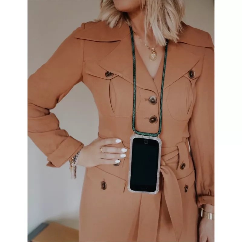 Etui na telefon na szyję Lookabe do iPhone X / Xs — złote z zielonym paskiem