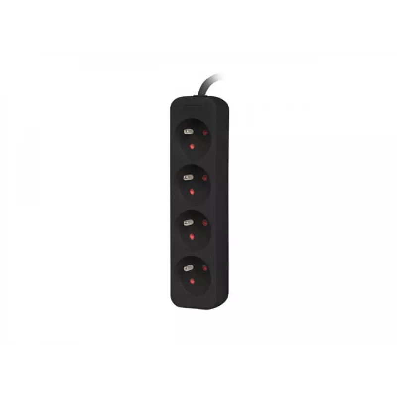Przedłużacz zasilający Lanberg PS0-04E-0100-IEC-BK 1m 4 gniazda AC Wewnętrzny Czarny