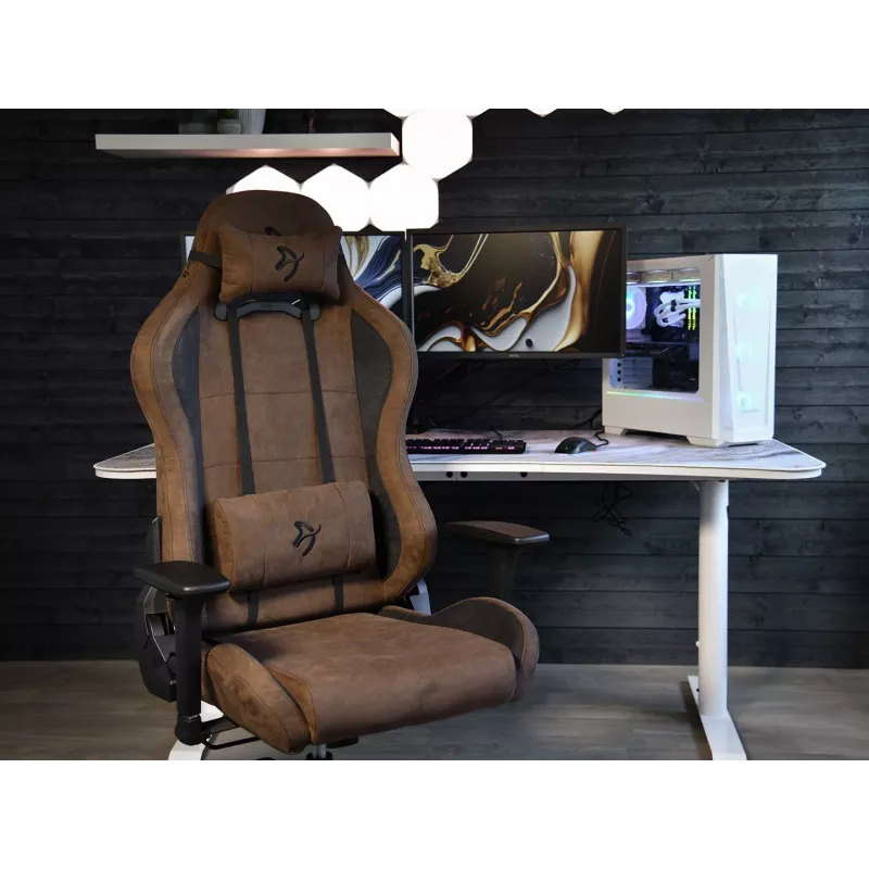 Fotel gamingowy Arozzi Torretta SuperSoft — ergonomiczny brązowy, konstrukcja zapewniająca wsparcie